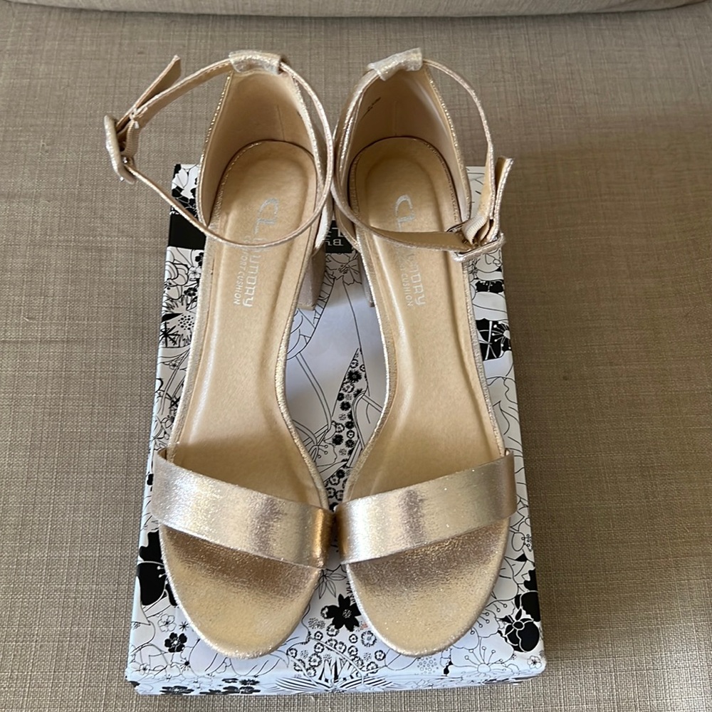 Chinese Laundry gold shoes.